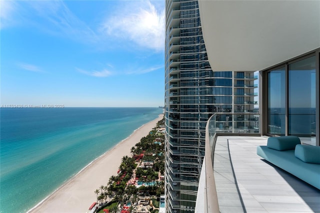 property view of water with a beach view