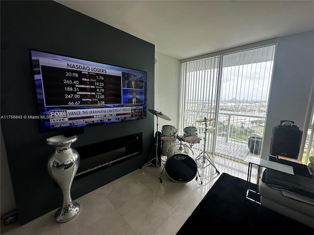view of tiled living room