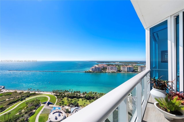 balcony with a water view