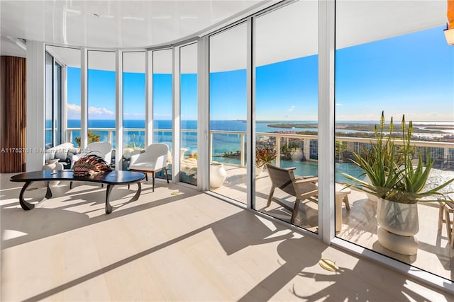 100 S Pointe Dr Unit 2803, Miami Beach, FL 33139 - sunroom / solarium featuring a water view and plenty of natural light