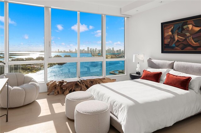 100 S Pointe Dr Unit 2803, Miami Beach, FL 33139 - bedroom with a view of skyline and a water view