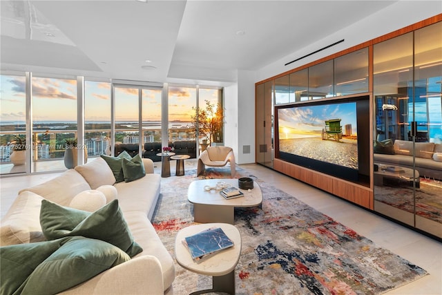 living room featuring expansive windows