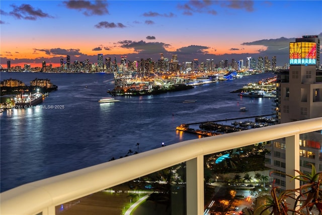 property view of water with a view of city