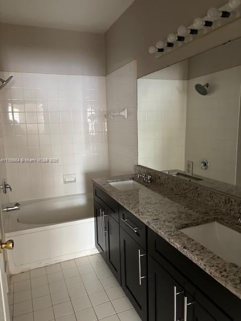 2111 Shoma Dr Unit 2111, Royal Palm Beach, FL 33414 - bathroom featuring tub / shower combination, tile patterned floors, and double vanity