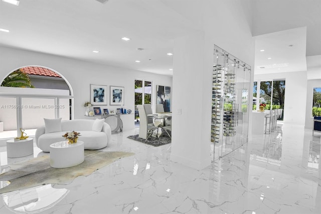 2578 NW 63rd Ln, Boca Raton, FL 33496 - living room with marble finish floor and recessed lighting