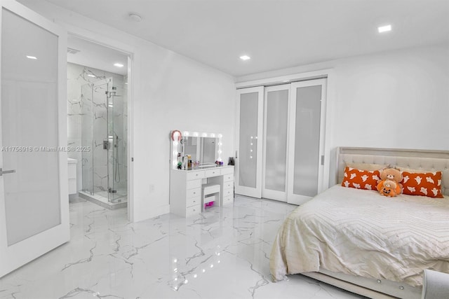2578 NW 63rd Ln, Boca Raton, FL 33496 - bedroom featuring marble finish floor, ensuite bathroom, a closet, and recessed lighting