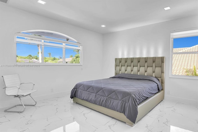 2578 NW 63rd Ln, Boca Raton, FL 33496 - bedroom featuring marble finish floor, visible vents, baseboards, and recessed lighting