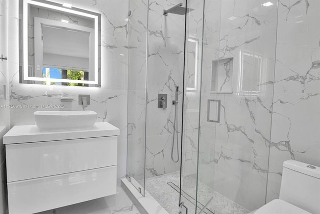2578 NW 63rd Ln, Boca Raton, FL 33496 - full bath with toilet, vanity, tile walls, marble finish floor, and a marble finish shower