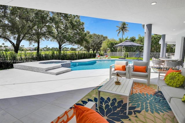 2578 NW 63rd Ln, Boca Raton, FL 33496 - view of pool with a patio, fence, a fenced in pool, and an in ground hot tub