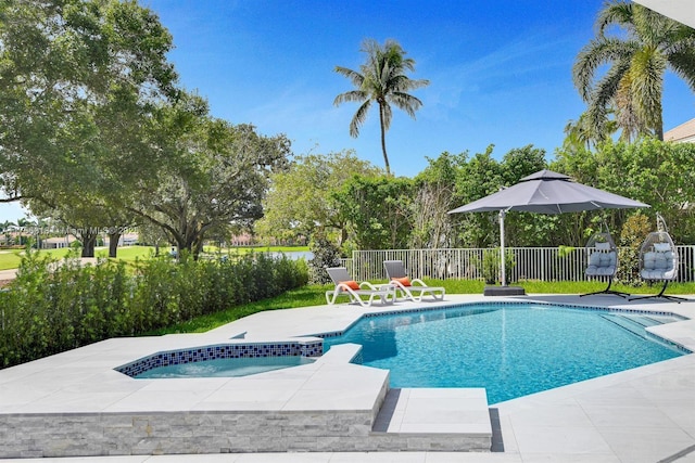 2578 NW 63rd Ln, Boca Raton, FL 33496 - view of pool featuring an in ground hot tub, a patio, fence, and a fenced in pool