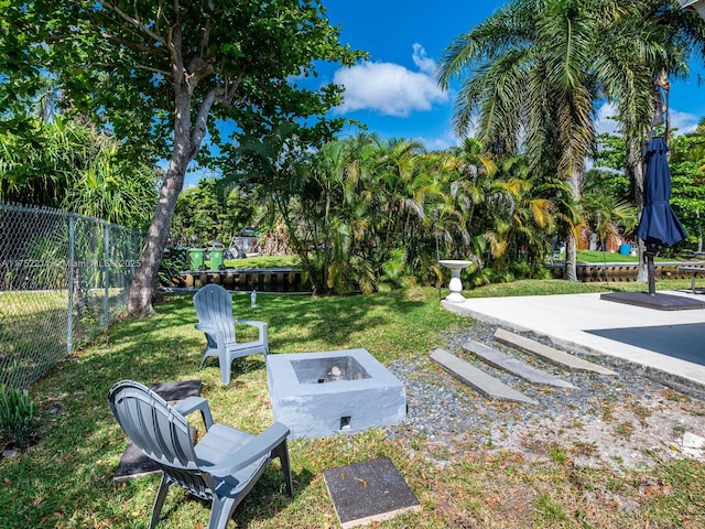 view of yard with a patio area and fence