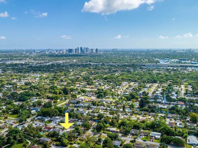 drone / aerial view with a view of city