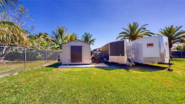 view of shed featuring a fenced backyard