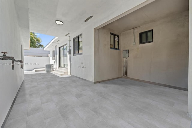 view of patio / terrace featuring cooling unit and entry steps
