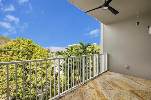 balcony with ceiling fan