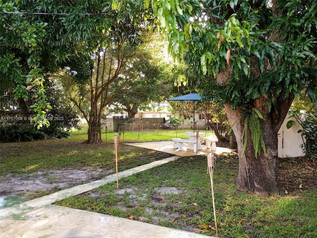 view of yard featuring a patio area and fence