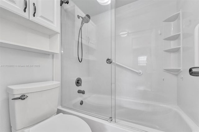 full bath with toilet and combined bath / shower with glass door