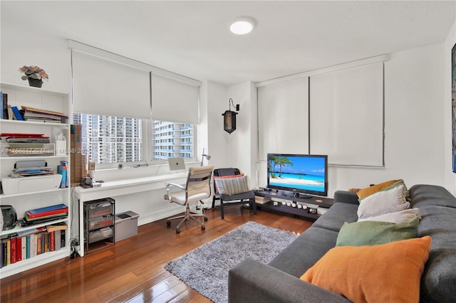 living room with hardwood / wood-style floors