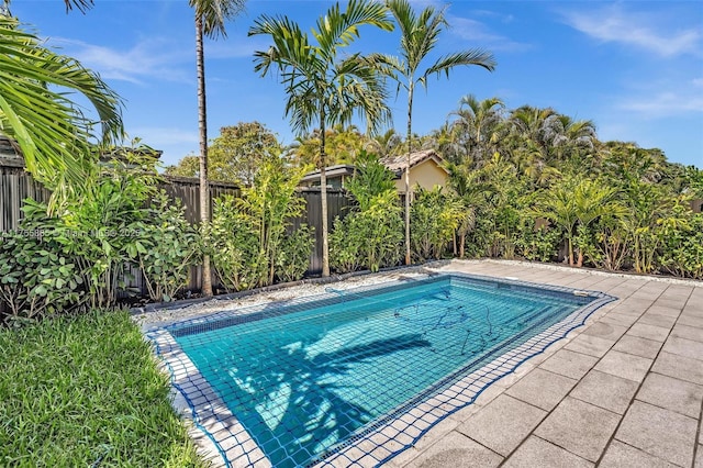 view of pool with a fenced backyard and a fenced in pool