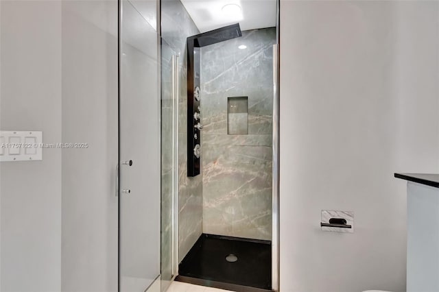 full bathroom featuring a stall shower