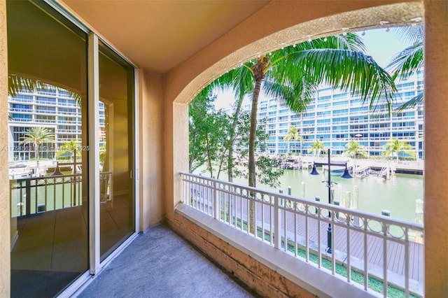 balcony with a water view