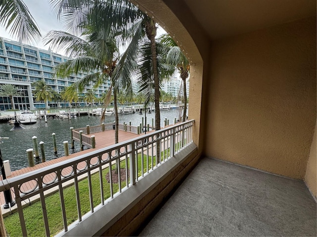 balcony with a water view