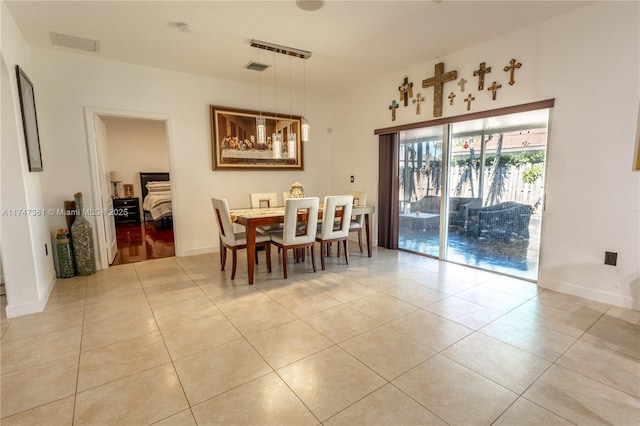 15333 SW 184th St, Miami, FL 33187 - dining space featuring light tile patterned flooring, visible vents, and baseboards