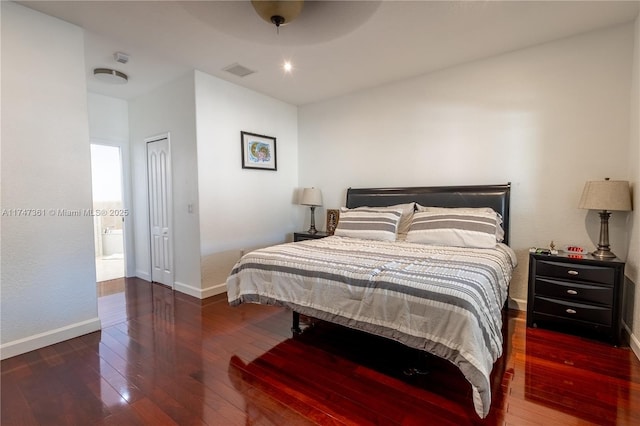 15333 SW 184th St, Miami, FL 33187 - bedroom featuring ceiling fan, wood-type flooring, visible vents, and baseboards