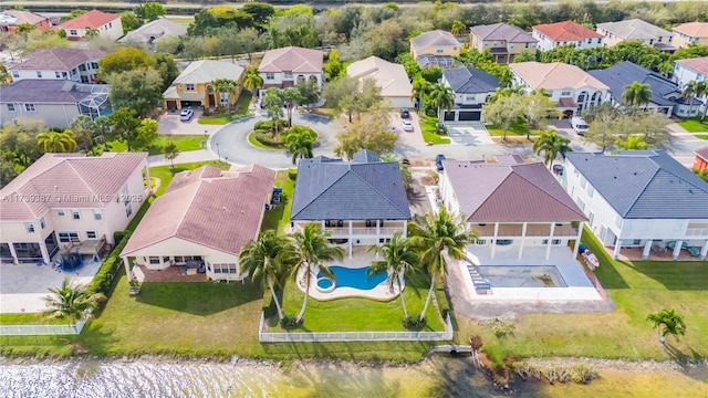 birds eye view of property with a residential view