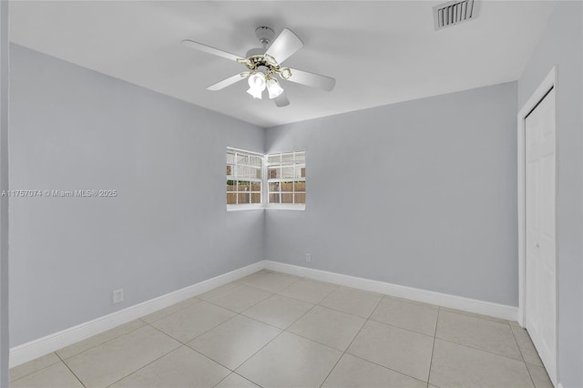 5248 N Andrews Ave, Oakland Park, FL 33309 - tiled empty room featuring visible vents, ceiling fan, and baseboards