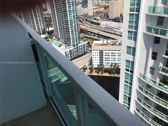 balcony featuring a view of city