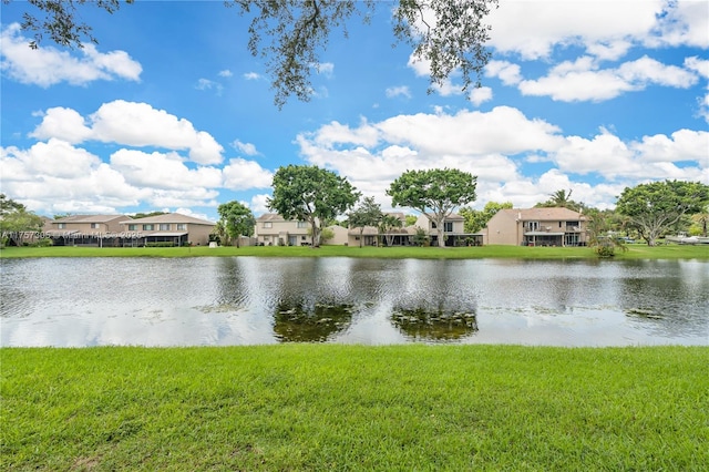 view of water feature with a residential view