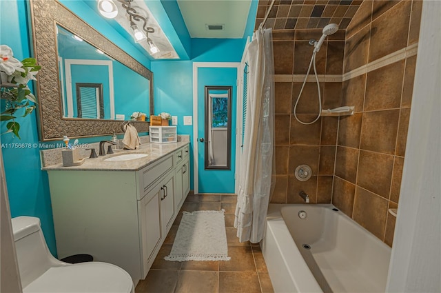 11400 Tara Dr, Plantation, FL 33325 - bathroom with vanity, toilet, shower / bath combo, and tile patterned flooring