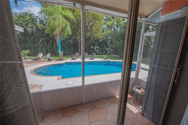 pool with a patio