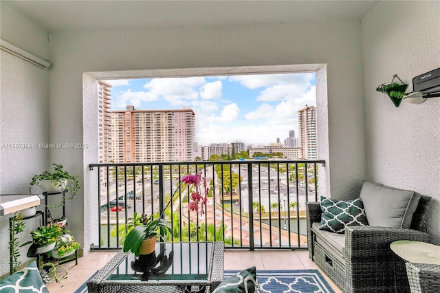 balcony with a view of city