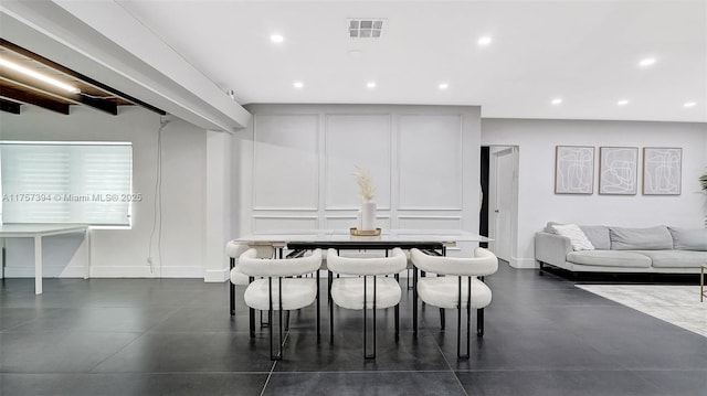 603 N 32nd Ave, Hollywood, FL 33021 - dining space with recessed lighting, visible vents, a decorative wall, and baseboards