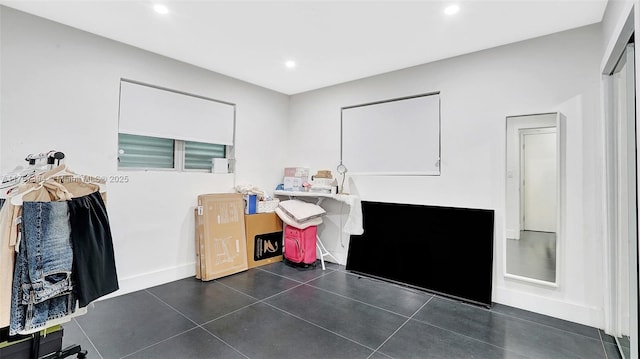 603 N 32nd Ave, Hollywood, FL 33021 - interior space featuring recessed lighting, dark tile patterned floors, and baseboards