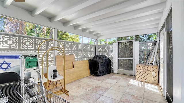 603 N 32nd Ave, Hollywood, FL 33021 - sunroom featuring beamed ceiling