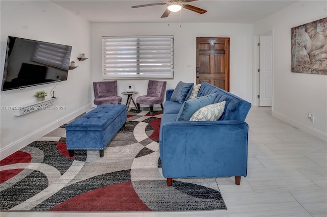 6444 Mcclellan St, Hollywood, FL 33024 - living room featuring baseboards and ceiling fan