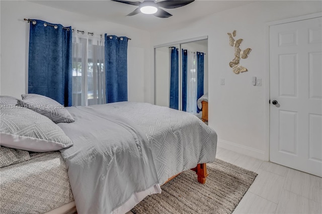 6444 Mcclellan St, Hollywood, FL 33024 - bedroom with a closet, baseboards, and a ceiling fan