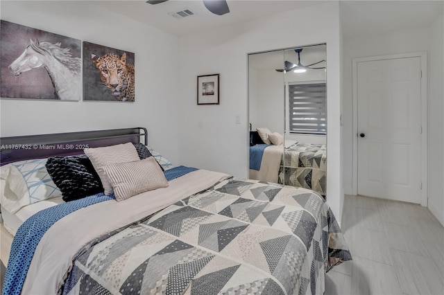 6444 Mcclellan St, Hollywood, FL 33024 - bedroom with ceiling fan, a closet, and visible vents