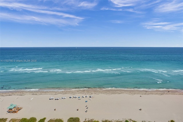 property view of water featuring a beach view