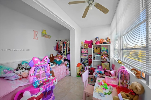 recreation room featuring light tile patterned flooring