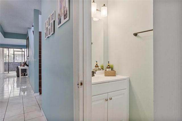 bathroom featuring vanity and tile patterned floors