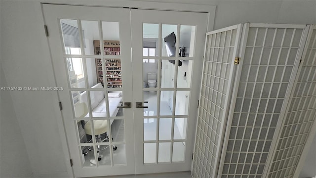 doorway to outside featuring french doors