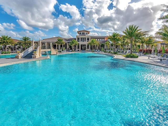 pool featuring a patio area