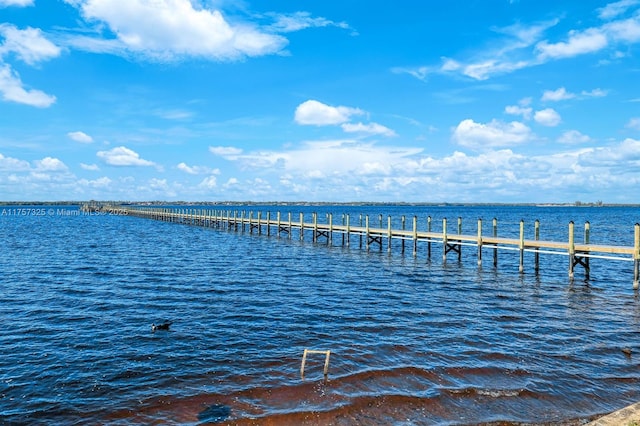 view of dock featuring a water view