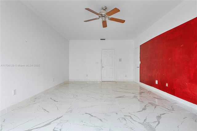 21375 Marina Cove Cir Unit 14-A, Aventura, FL 33180 - spare room featuring baseboards, marble finish floor, and crown molding