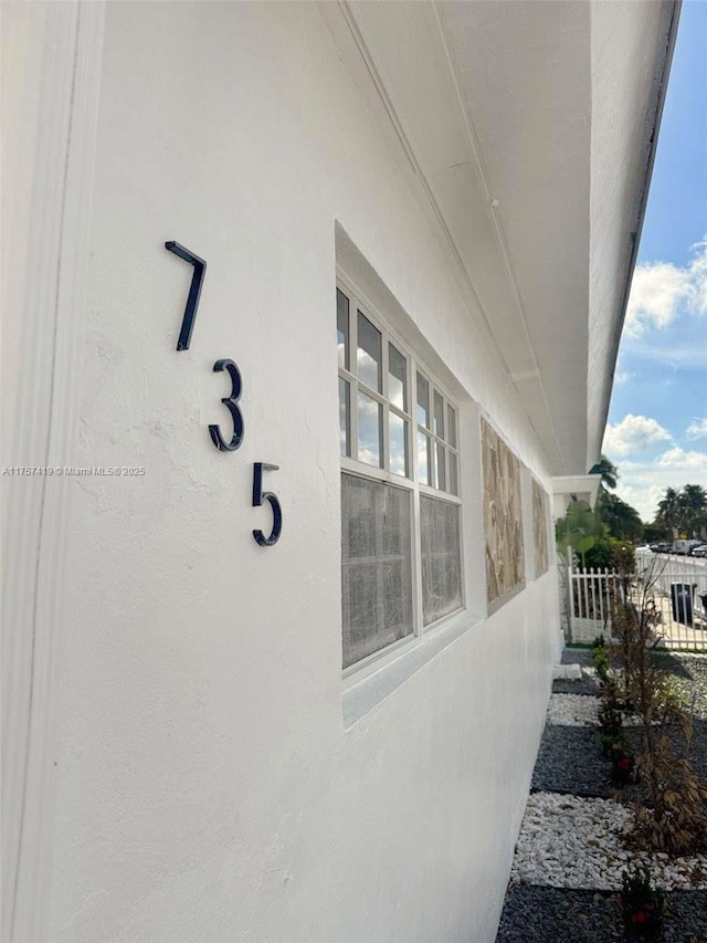 view of home's exterior with stucco siding