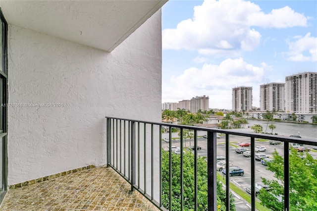 balcony with a view of city